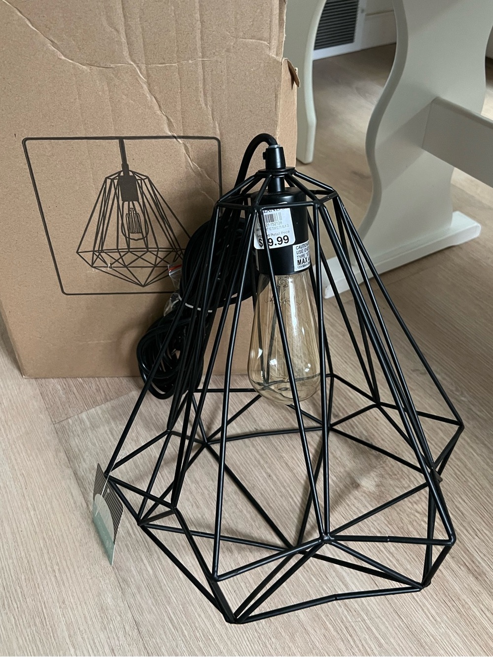 New Kirklands Pendant Hanging Cage Lamp Edison Bulb